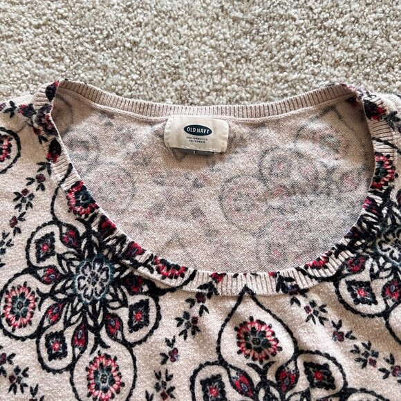 Floral Geometric Multicolor Long Sleeve Cozy Lounge Top 100% Cotton L - Picture 4 of 8